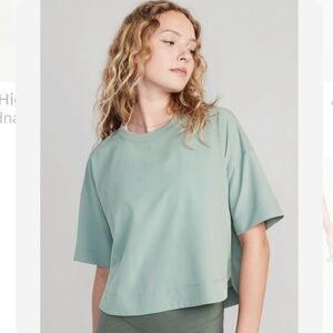 Old navy stretch tech cropped tee crop top blue active athletic